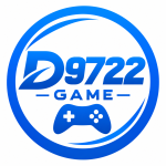 D9722 Game logo in blue and white color with a gaming controller icon