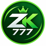 ZK777 Game logo with green and light green colors, crown, and 777 gaming design